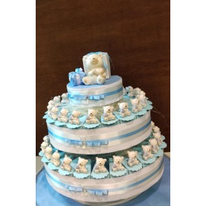 Bomboniera torta bomboniere con orsetto celeste